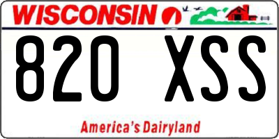 WI license plate 820XSS