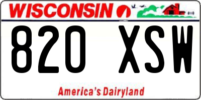 WI license plate 820XSW