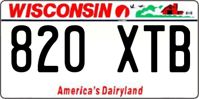 WI license plate 820XTB