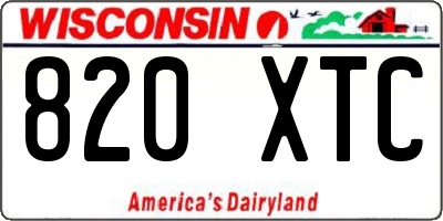 WI license plate 820XTC