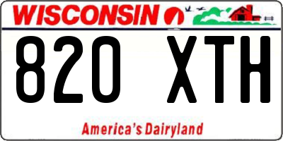 WI license plate 820XTH