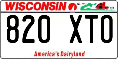 WI license plate 820XTO