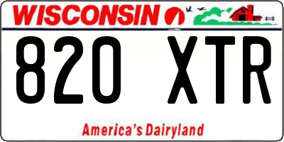 WI license plate 820XTR