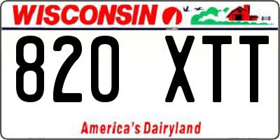 WI license plate 820XTT
