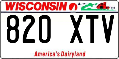 WI license plate 820XTV
