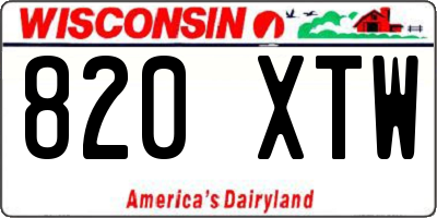 WI license plate 820XTW