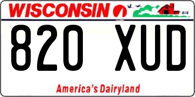 WI license plate 820XUD