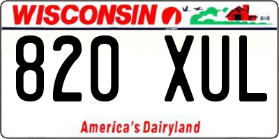 WI license plate 820XUL