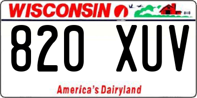 WI license plate 820XUV