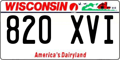 WI license plate 820XVI