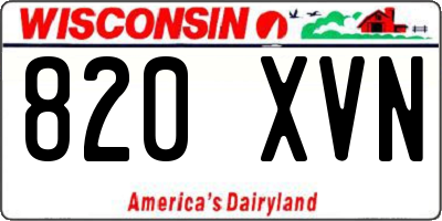 WI license plate 820XVN
