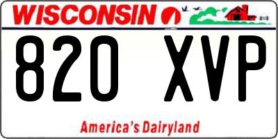 WI license plate 820XVP