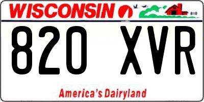 WI license plate 820XVR