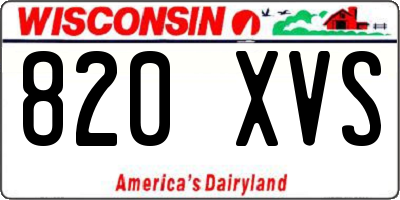 WI license plate 820XVS