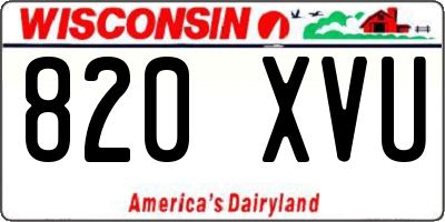 WI license plate 820XVU