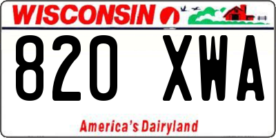 WI license plate 820XWA