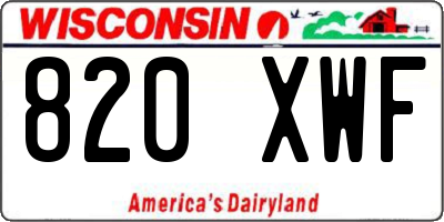 WI license plate 820XWF