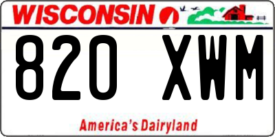 WI license plate 820XWM