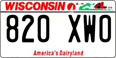 WI license plate 820XWO
