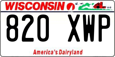 WI license plate 820XWP