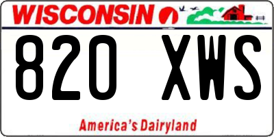 WI license plate 820XWS