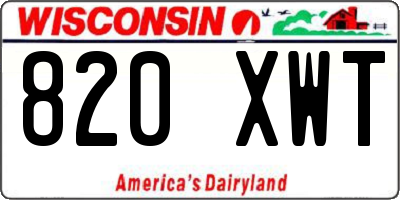 WI license plate 820XWT