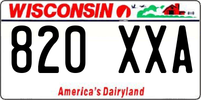 WI license plate 820XXA