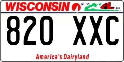 WI license plate 820XXC