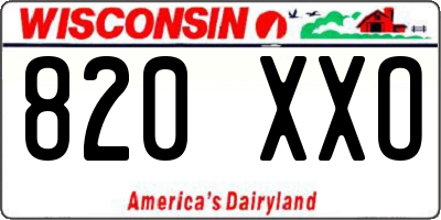 WI license plate 820XXO