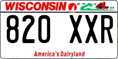WI license plate 820XXR