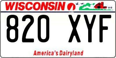 WI license plate 820XYF