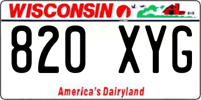 WI license plate 820XYG