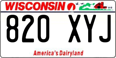 WI license plate 820XYJ