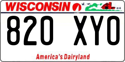 WI license plate 820XYO