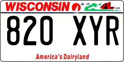 WI license plate 820XYR