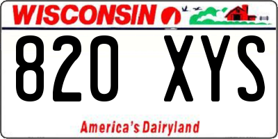 WI license plate 820XYS