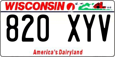 WI license plate 820XYV