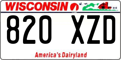 WI license plate 820XZD