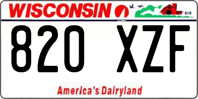 WI license plate 820XZF