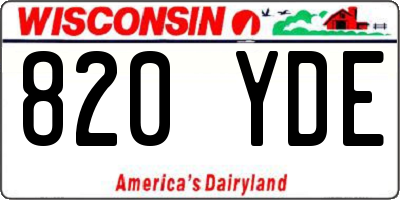 WI license plate 820YDE