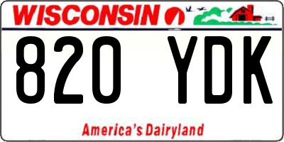 WI license plate 820YDK