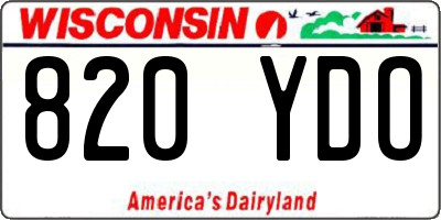 WI license plate 820YDO