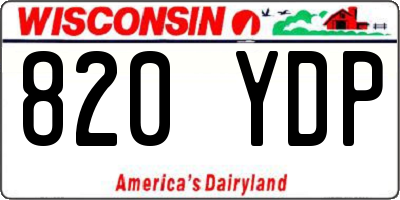 WI license plate 820YDP