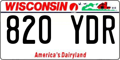 WI license plate 820YDR