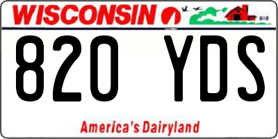 WI license plate 820YDS