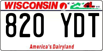 WI license plate 820YDT