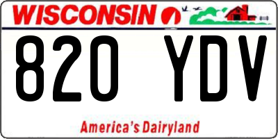 WI license plate 820YDV