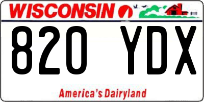 WI license plate 820YDX