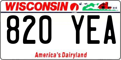 WI license plate 820YEA