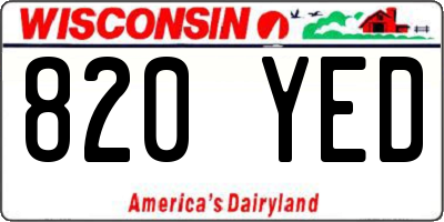 WI license plate 820YED